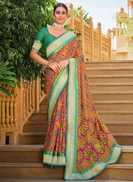 Multi Colour REWAA SAMANTHA Heavy Wedding Wear Fancy Soft Patola Designer saree Collection R 351-B
